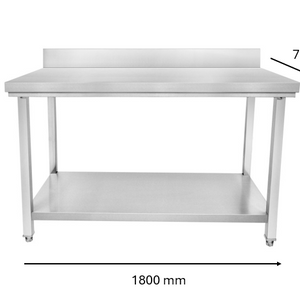 Table inox adossé 1800 x 700 x 950 mm | CUIST STTB187 - EQUIPEMENT RESTAURATION 