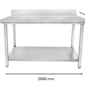 Table inox adossé 2000 x 700 x 950 mm | CUIST STTB207 - EQUIPEMENT RESTAURATION 