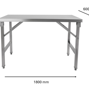 Table inox pliable 1800 x 600 x 850 mm | CUIST STTFD186 - EQUIPEMENT RESTAURATION 