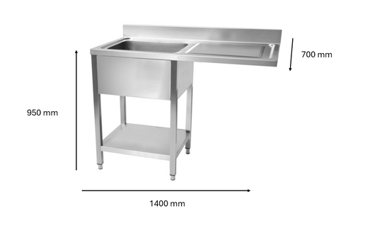 Plonge inox lave vaisselle 1400 x 700 x 950 mm | CUIST STSD147R - EQUIPEMENT RESTAURATION 