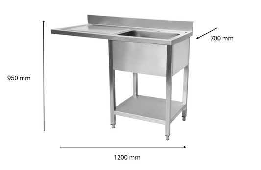 Plonge inox lave vaisselle 1200 x 700 x 950 mm | CUIST STSD127L - EQUIPEMENT RESTAURATION 