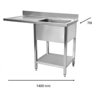 Plonge inox lave vaisselle 1400 x 700 x 950 mm | CUIST STSD147L