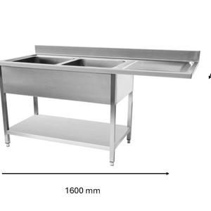 Plonge inox lave vaisselle 1600 x 600 x 950 mm | CUIST STSD166R - EQUIPEMENT RESTAURATION 