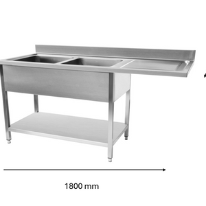 Plonge inox lave vaisselle 1800 x 700 x 950 mm | CUIST STSD187R