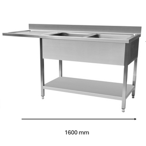 Plonge inox lave vaisselle 1600 x 600 x 950 mm | CUIST STSD166L - EQUIPEMENT RESTAURATION 