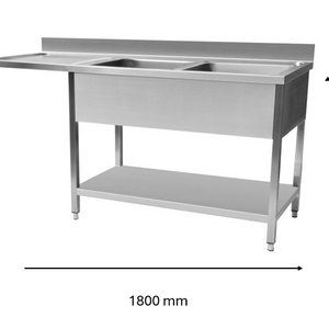 Plonge inox lave vaisselle 1800 x 700 x 950 mm | CUIST STSD187L - EQUIPEMENT RESTAURATION 
