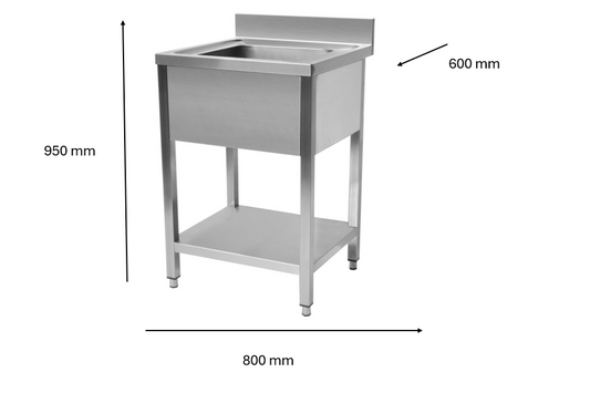 Plonge en inox 800 x 600 x 950 mm | CUIST STSK086 - EQUIPEMENT RESTAURATION 