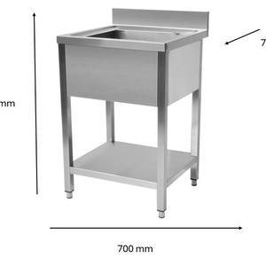 Plonge en inox 700 x 700 x 950 mm | CUIST STSK077 - EQUIPEMENT RESTAURATION 