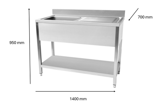 Plonge en inox 1400 x 700 x 950 mm | CUIST STSK147R - EQUIPEMENT RESTAURATION 