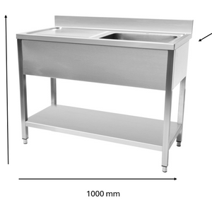Plonge en inox 1000 x 600 x 950 mm | CUIST STSK106L - EQUIPEMENT RESTAURATION 
