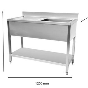 Plonge en inox 1200 x 600 x 950 mm | CUIST STSK126L - EQUIPEMENT RESTAURATION 