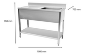 Plonge en inox 1000 x 700 x 950 mm | CUIST STSK107L - EQUIPEMENT RESTAURATION 