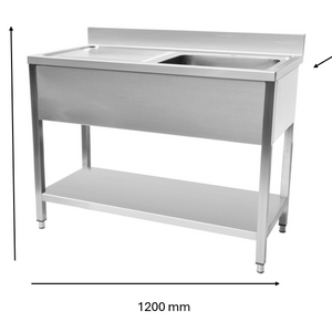 Plonge en inox 1200 x 700 x 950 mm | CUIST STSK127L - EQUIPEMENT RESTAURATION 