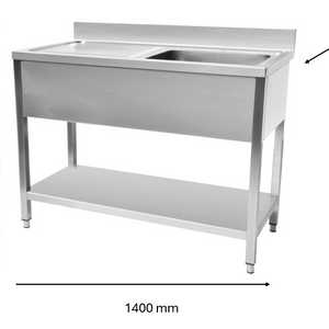 Plonge en inox 1400 x 700 x 950 mm | CUIST STSK147L - EQUIPEMENT RESTAURATION 