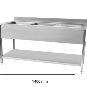 Plonge en inox 1400 x 600 x 950 mm | CUIST STSK146R - EQUIPEMENT RESTAURATION 