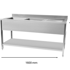 Plonge en inox 1600 x 600 x 950 mm | CUIST STSK166R - EQUIPEMENT RESTAURATION 