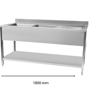 Plonge en inox 1800 x 600 x 950 mm | CUIST STSK186R - EQUIPEMENT RESTAURATION 