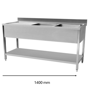 Plonge en inox 1400 x 600 x 950 mm | CUIST STSK146L - EQUIPEMENT RESTAURATION 