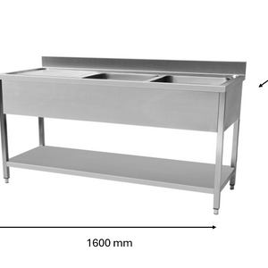 Plonge en inox 1600 x 700 x 950 mm | CUIST STSK167L - EQUIPEMENT RESTAURATION 