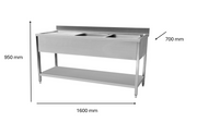Plonge en inox 1600 x 700 x 950 mm | CUIST STSK167L - EQUIPEMENT RESTAURATION 