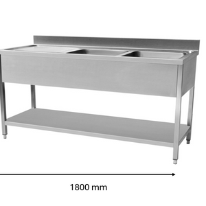 Plonge en inox 1800 x 700 x 950 mm | CUIST STSK187L - EQUIPEMENT RESTAURATION 