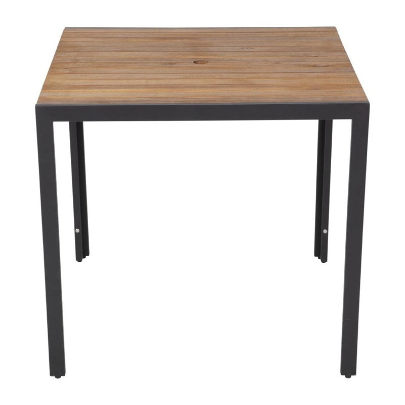 Table carrée en acier et acacia Bolero 80 cm - EQUIPEMENT RESTAURATION 