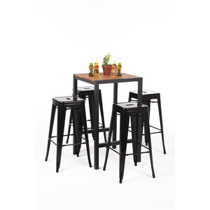 Mange-debout carré en acier et acacia Bolero 60 cm - EQUIPEMENT RESTAURATION 