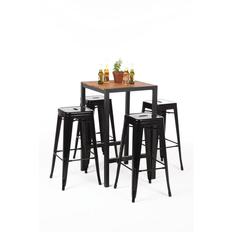 Mange-debout carré en acier et acacia Bolero 60 cm - EQUIPEMENT RESTAURATION 
