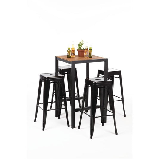 Mange-debout carré en acier et acacia Bolero 60 cm - EQUIPEMENT RESTAURATION 