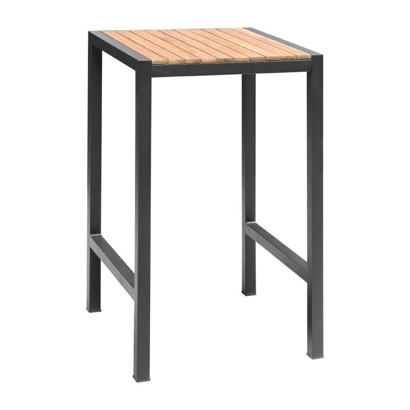 Mange-debout carré en acier et acacia Bolero 60 cm - EQUIPEMENT RESTAURATION 