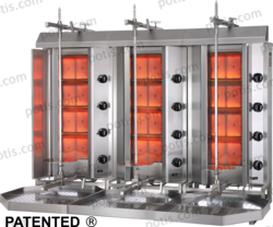 Machine à kebab 4+4+4 Zones HP Gaz | Marque: Potis 3x RS MU GD4/S