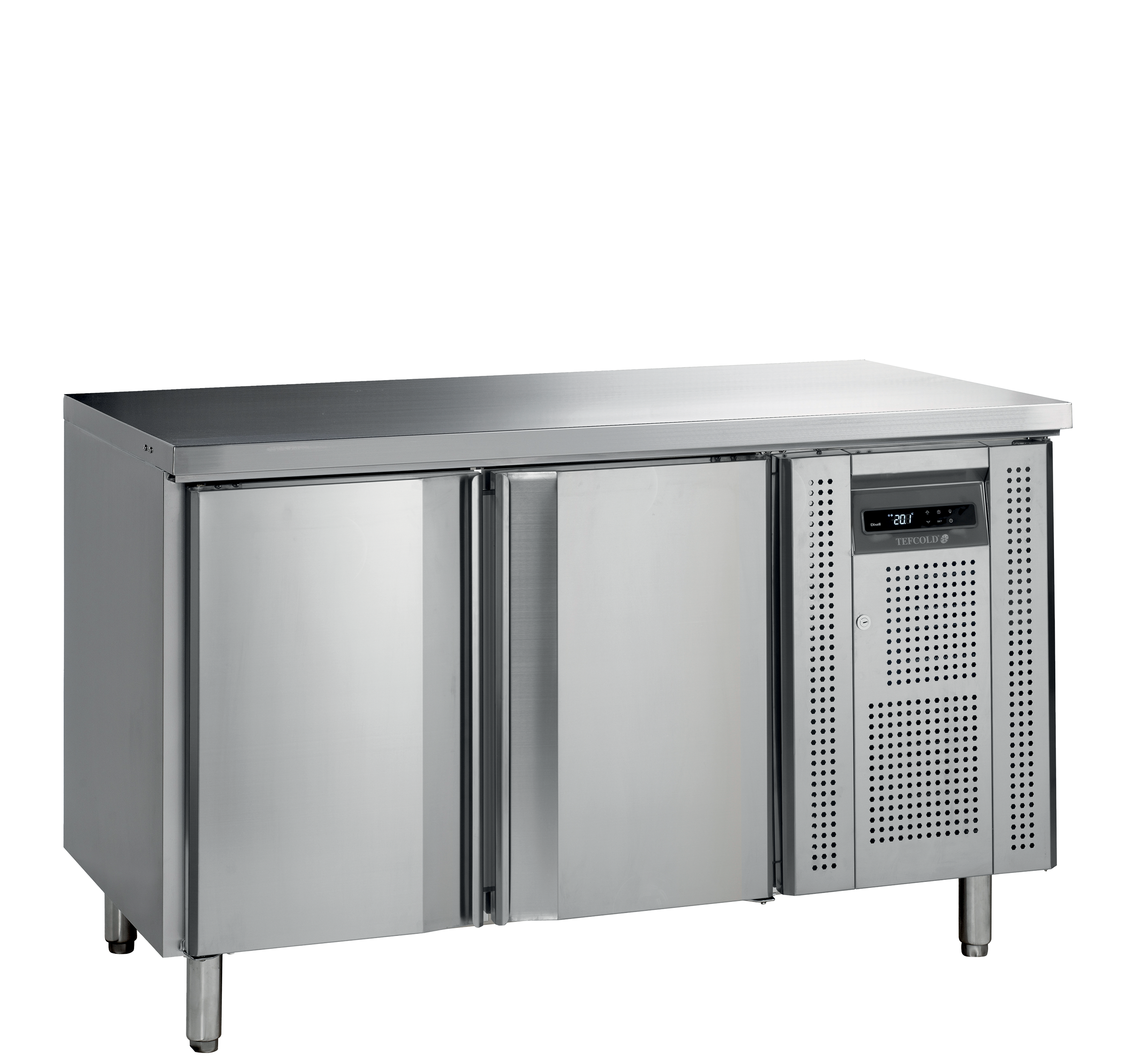 Snack Refroidisseur De Comptoir SK6210 En Acier Inox SS304 Armoire Frigorifique Positif Ou Negatif 2 Portes Profondeur 600 Mm