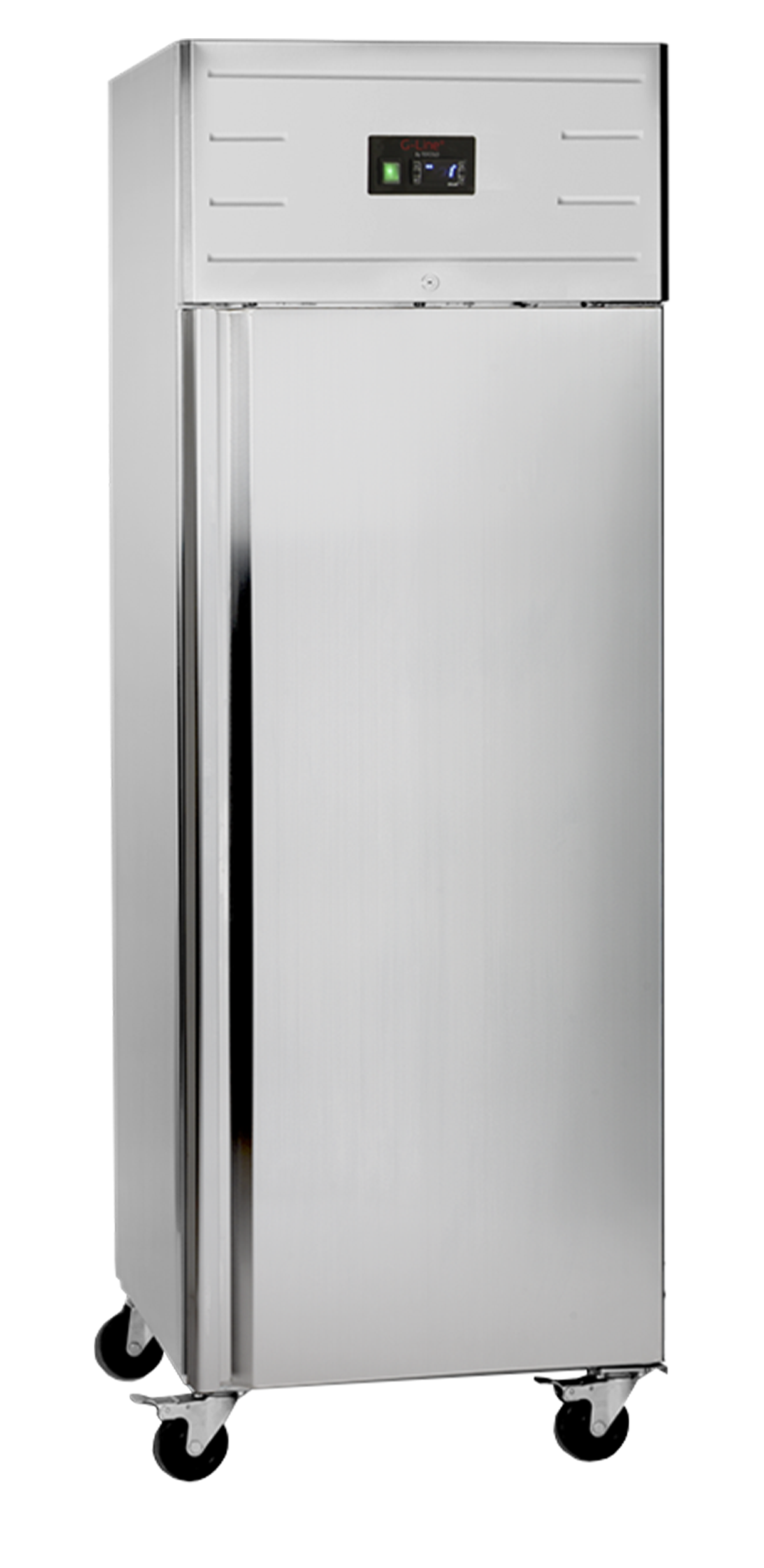 Réfrigérateur Vertical GN2/1 G-Line GUC70 Pro Armoire Frigorifique Positif Inox Roulettes Tablettes Réglables 2 Portes