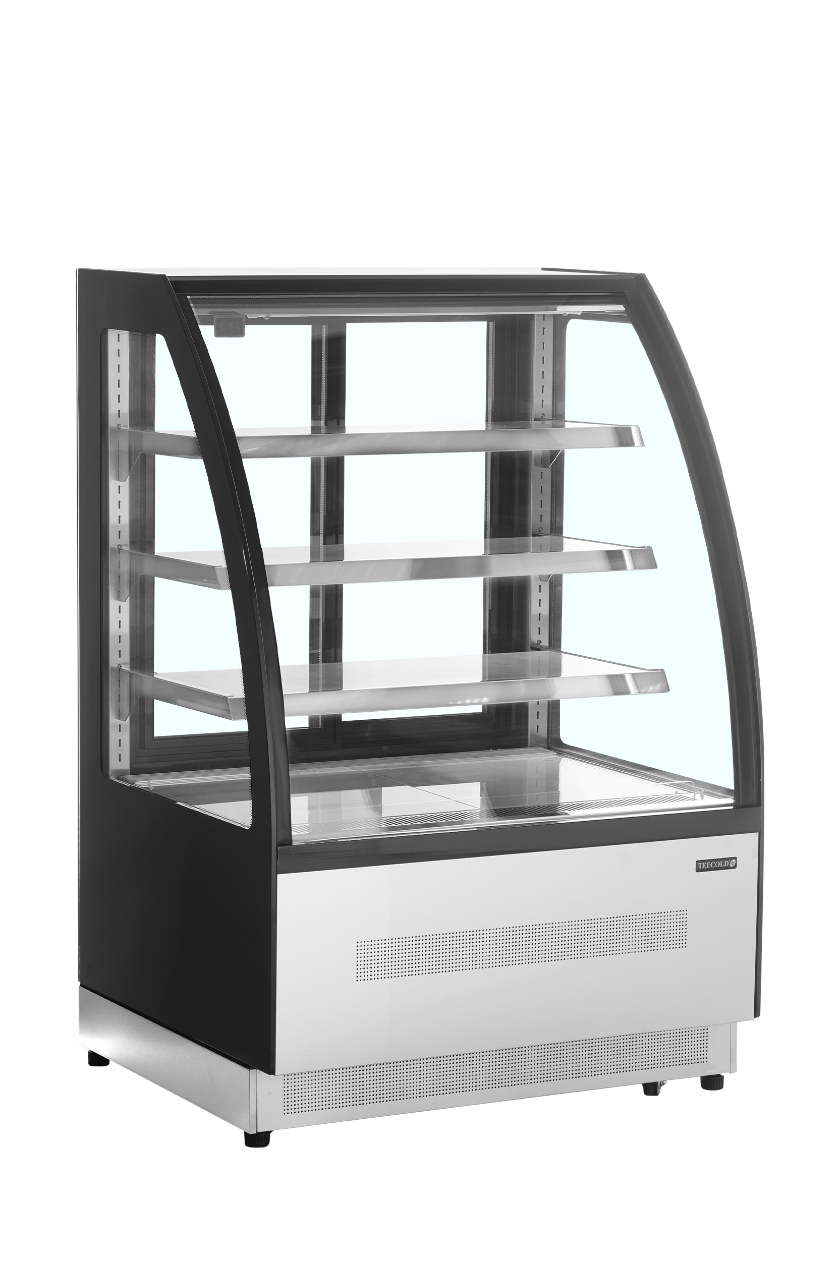 Comptoir Réfrigéré Professionnel LPD900C Noir Vitrine Curvée Avec Vitrage Double Pour Restauration