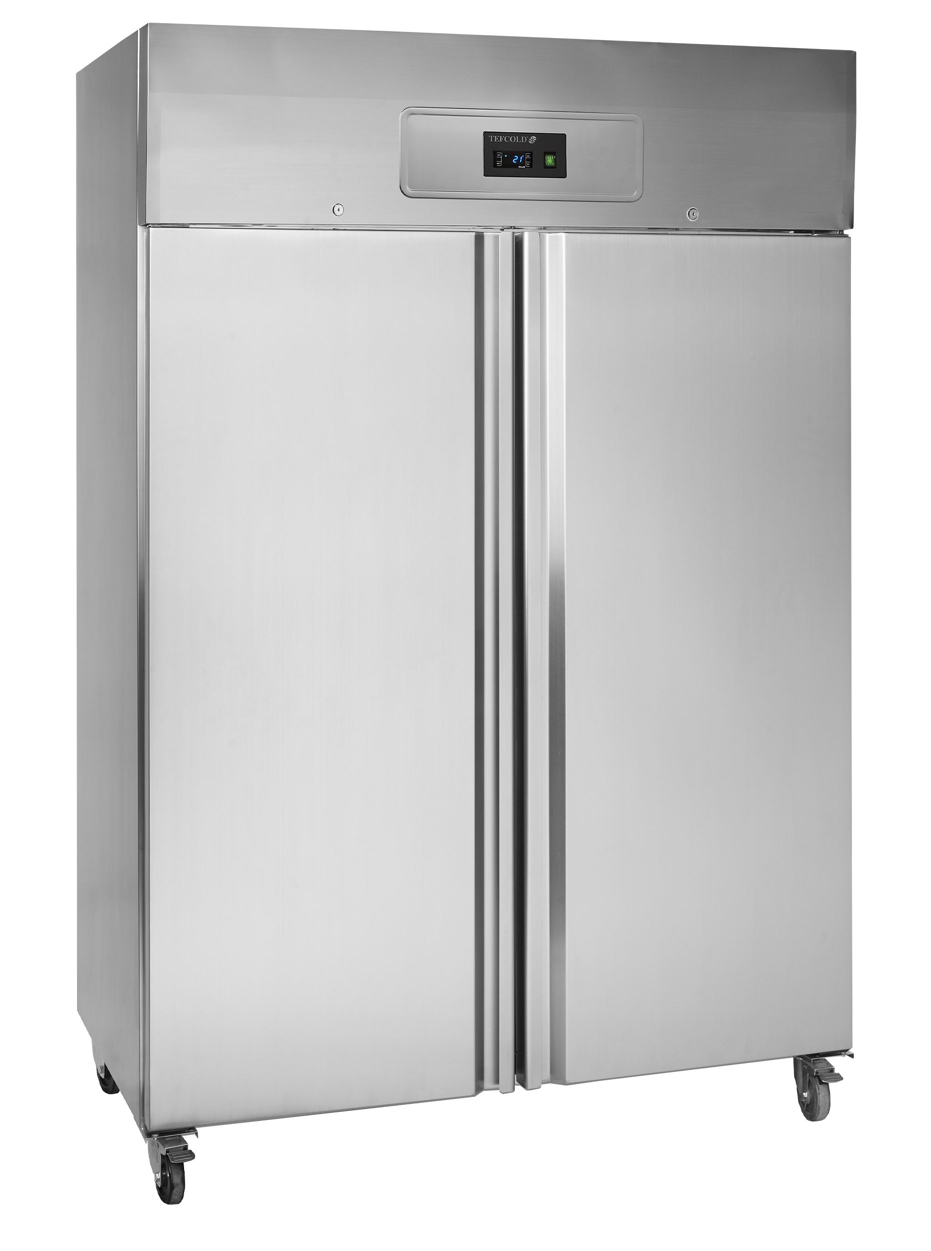 Congélateur Vertical RF1010 Inox SS304 2 Portes Pleines Avec Tablettes Réglables Et Roues