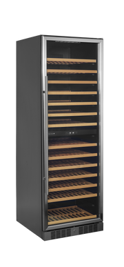 Cave À Vin Professionnelle En Acier Inox TFW400-2S, 2 Portes, Éclairage LED Doux, Tablettes Bois Sur Glissières