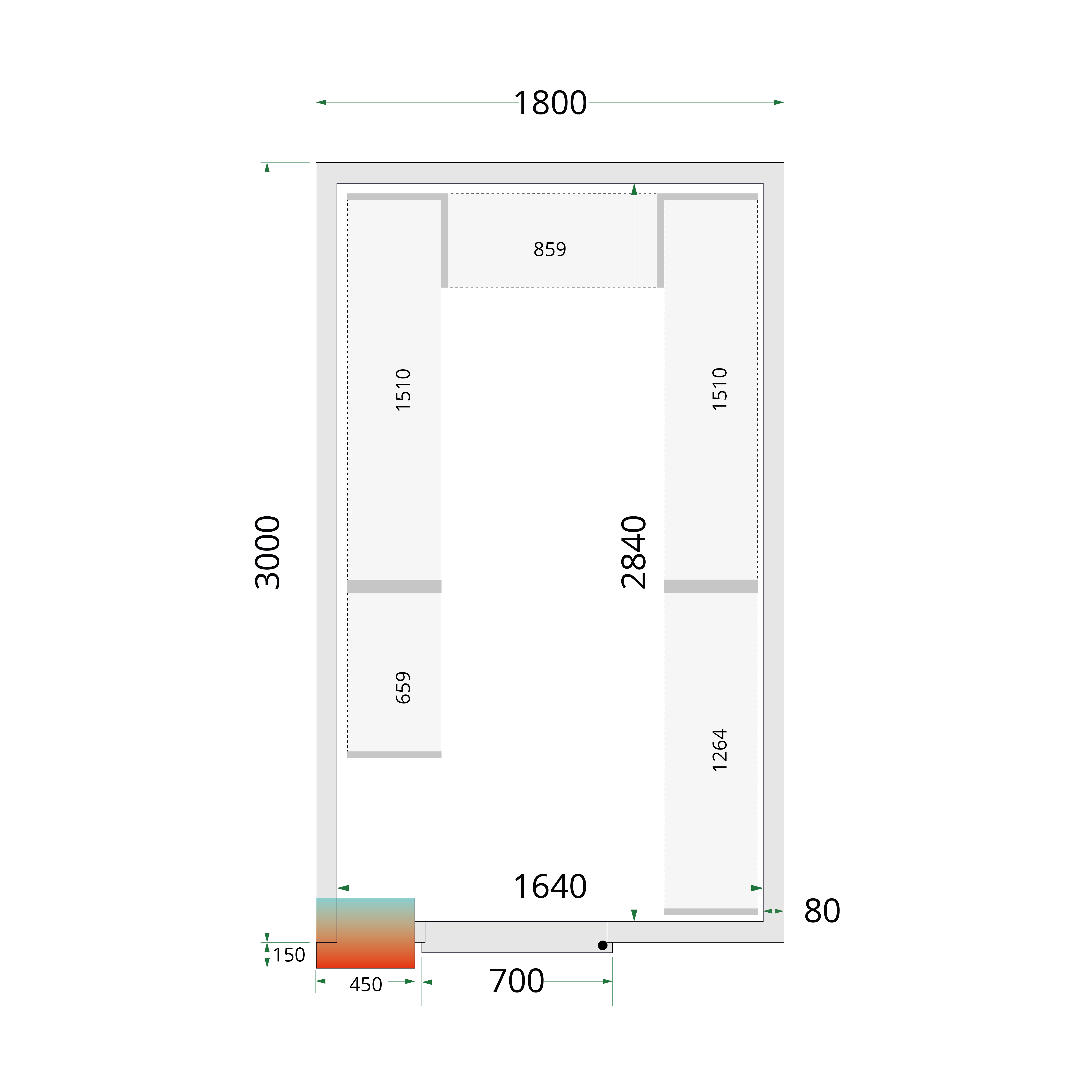 Panneaux Chambre Froide 80 Mm CR 180x300x220 Emboîtement Polyuréthane Isolants Pour Armoire Frigorifique Professionnelle