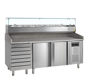 PT1310 GVC38-200 Table À Pizza Avec Module Garniture Inox SS304 Plan Granite Froid