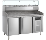 Table À Pizza Réfrigérée PT1200 VK38-150 Armoire Frigorifique 2 Portes Positif Ou Négatif SS304 Granite