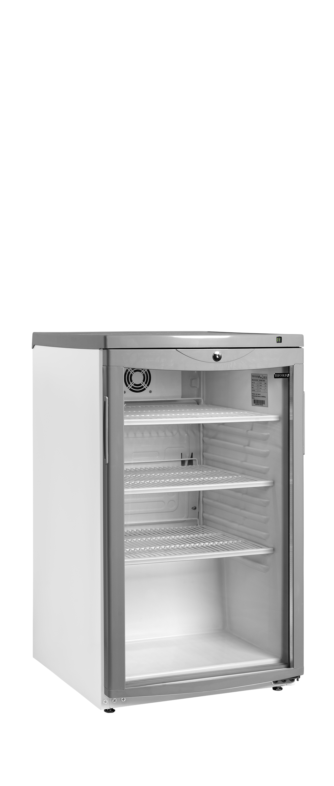 Armoire Réfrigérée À Boissons BC145 W Fan Sous Comptoir Porte Vitrée Bombée Réversible Clayettes Réglables