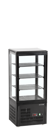 Armoire Frigorifique Professionnelle Vitrine Réfrigérée Pour Comptoir UPD80 Noir 2 Portes LED Et Clayettes Réglables