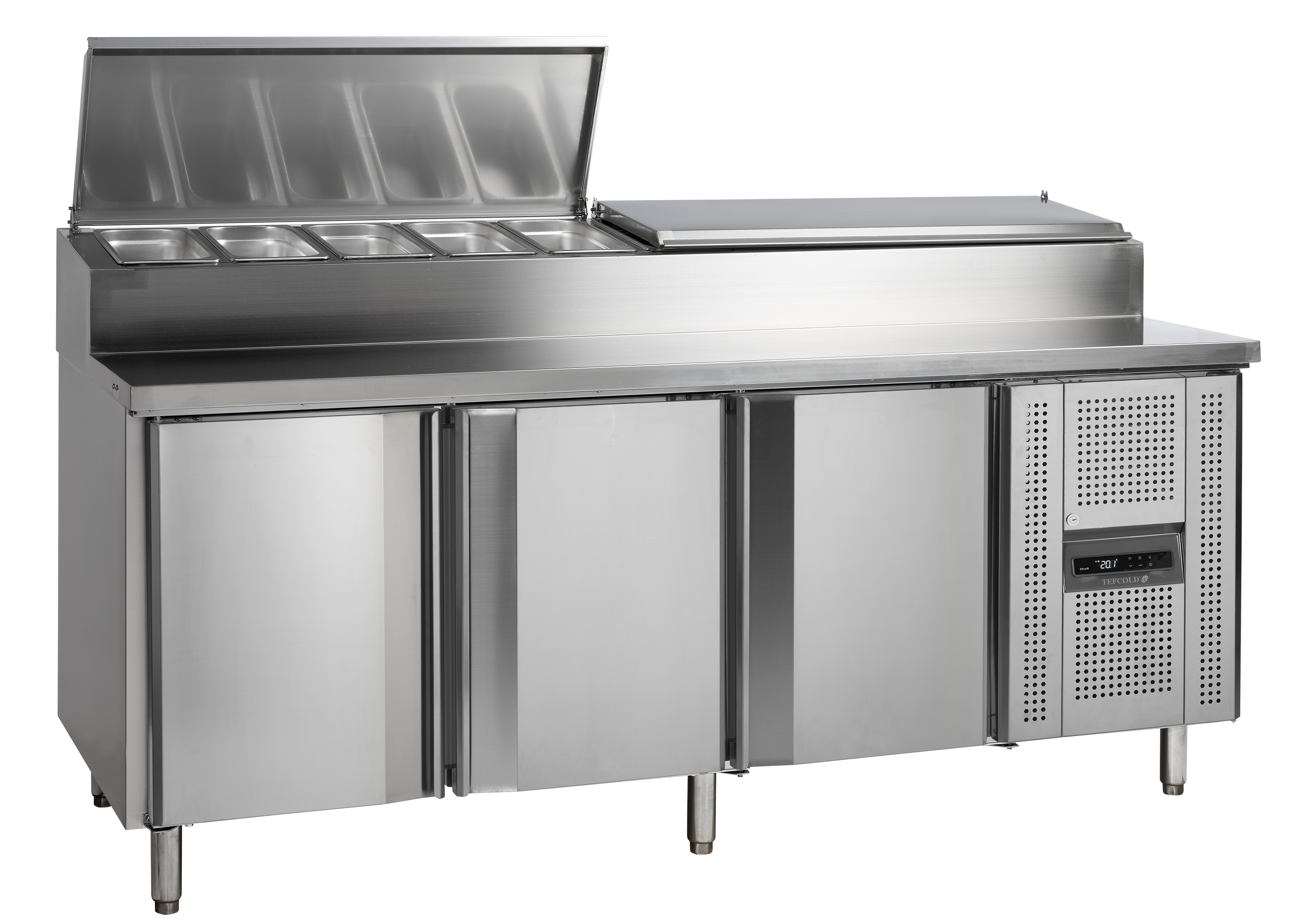 SS8300 Comptoir De Préparation De Sandwich En Acier Inoxydable SS304 Cuve Refroidissement Compatible Bacs GN