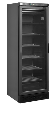 UFSC Vitrine À Froid Négatif Noir Gauche UFSC371G Porte Vitrée Chauffée Étagères Fixes