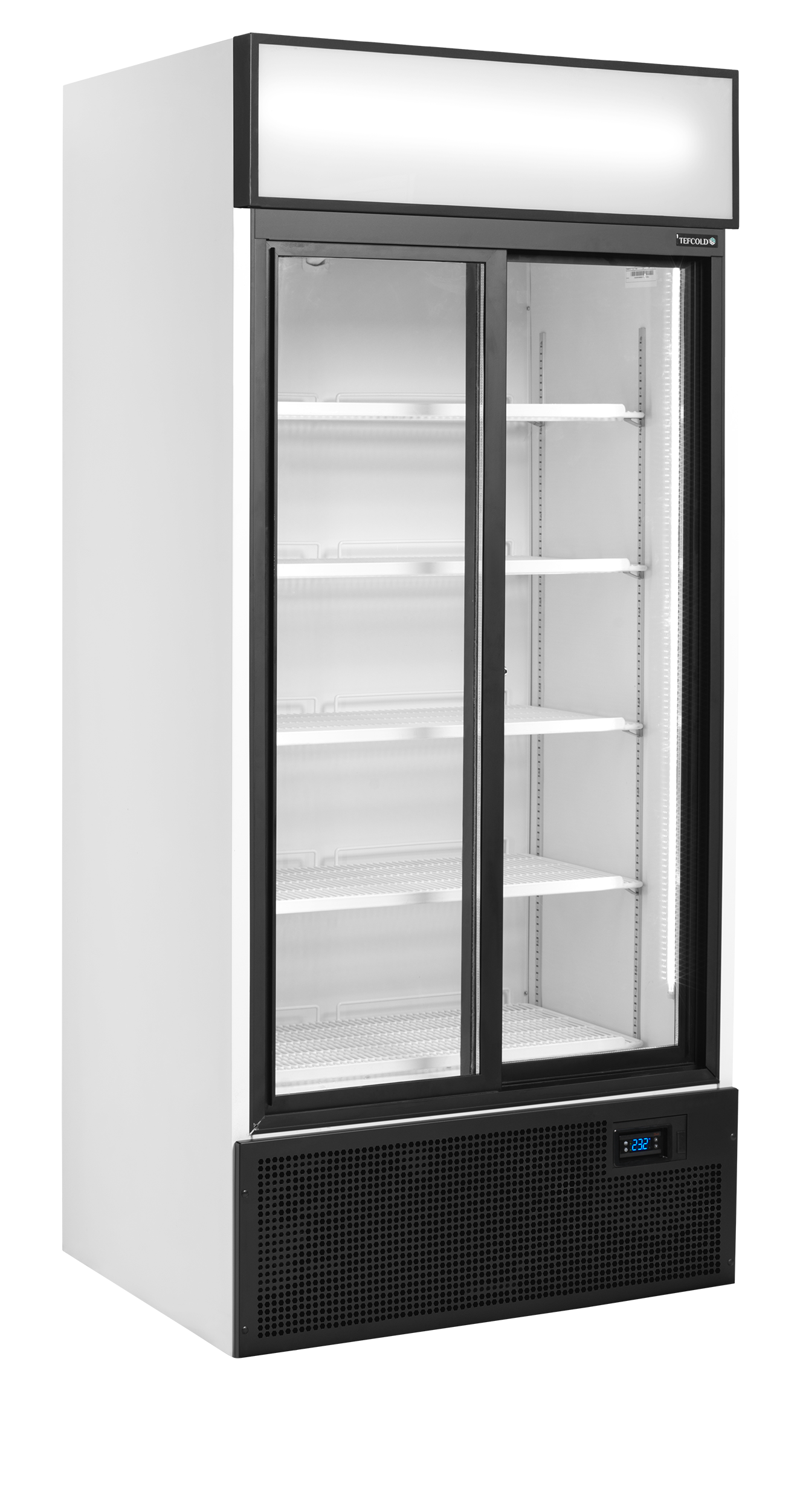FSC Armoire Frigorifique Professionnelle 2 Portes Positif Ou Négatif Vitrine Réfrigérée FSC891S Avec Caisson Lumineux