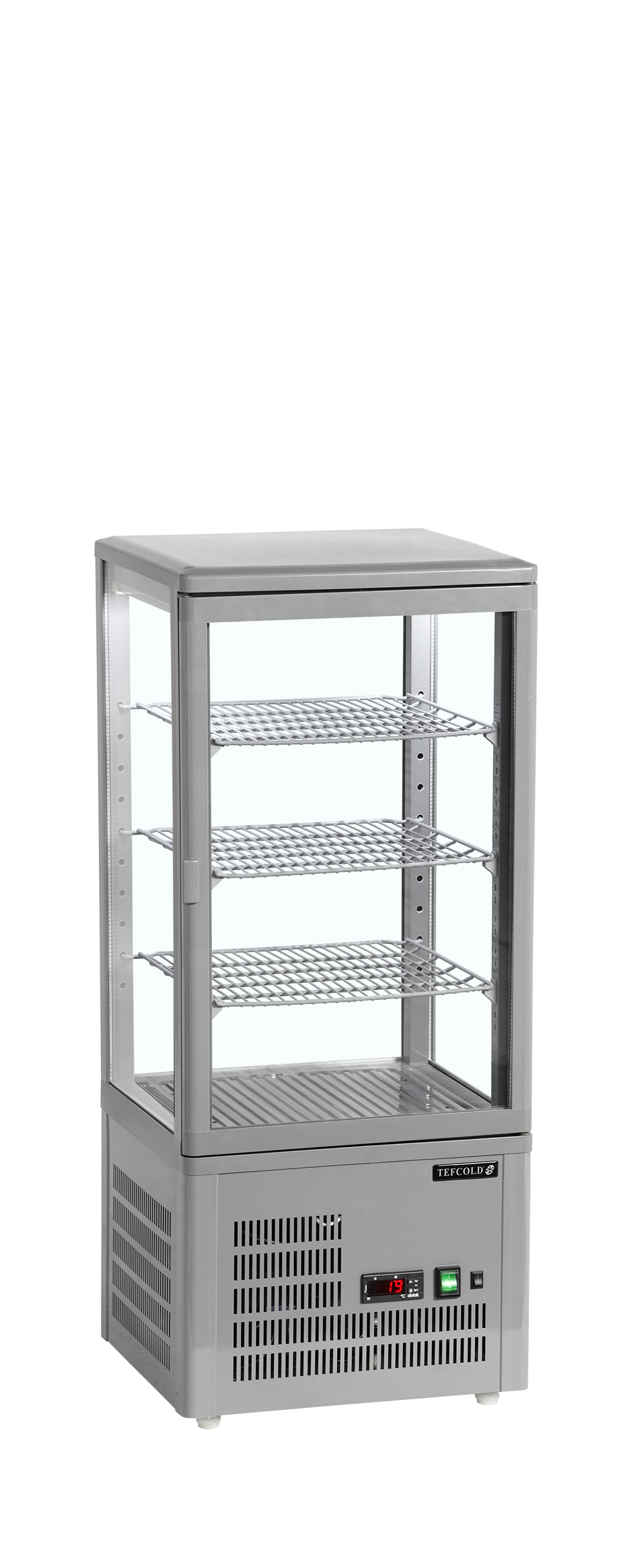 Vitrine Réfrigérée Pour Comptoir UPD80 Grey Froid Ventilé LED Double Vitrage Clayettes Réglables