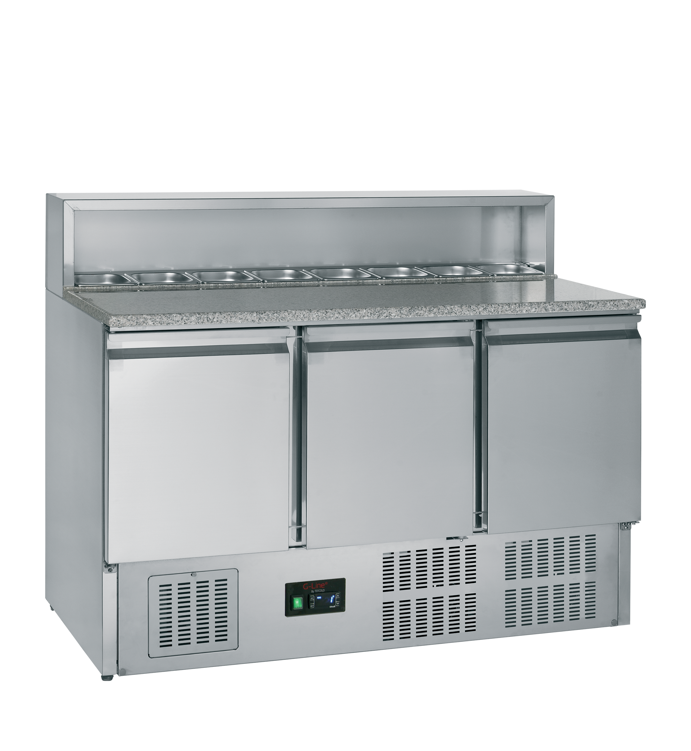 GP93 Comptoir À Pizza GN1/1 Avec Plan De Travail En Granite Professionnel Pour Restauration Et Préparation