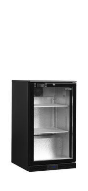 Arrière-Bar Réfrigéré DB106H 2 Portes Double Vitrage Noir Extérieur Aluminium Gaufré Intérieur Clayettes Blanches