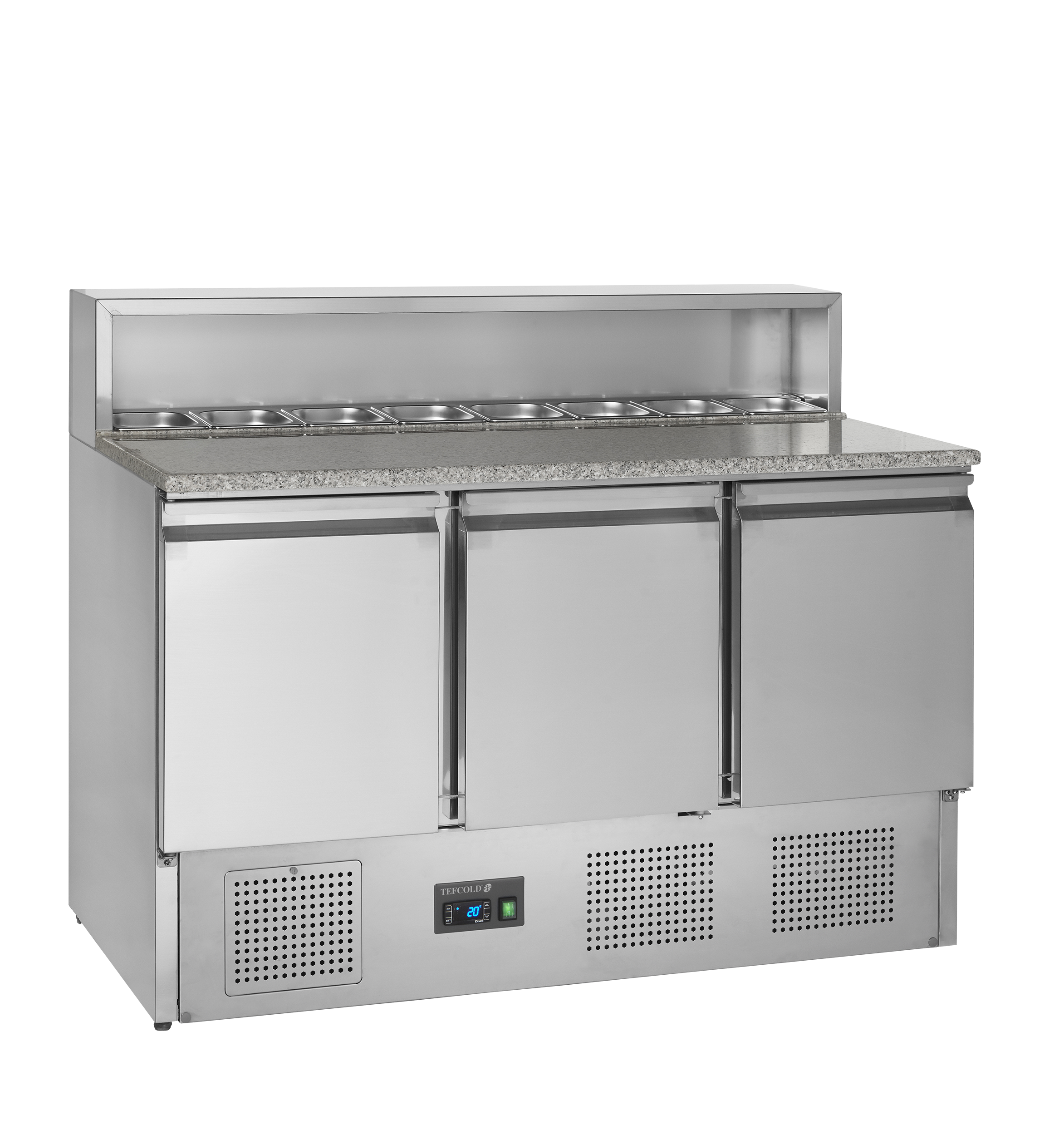 PT930 Comptoir À Pizza GN1/1 En Inox SS304 Avec Plan Granite Froid Et Surface Antiadhésive