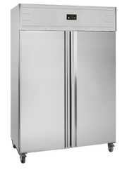 Armoire Frigorifique Verticale G-Line GUC140 GN2/1 Inox Roulettes Tablettes Réglables Compatible GN2/1