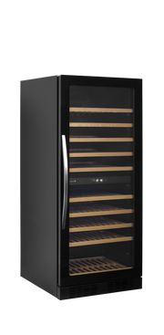 Cave À Vin Professionnelle TFW300 2 Portes Sans Cadre Avec Portes Vitrées Éclairage LED Et Tablettes Bois